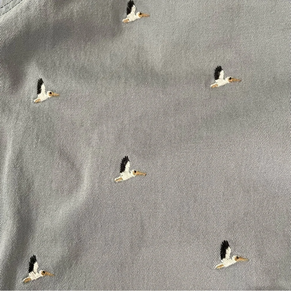 J. Crew SMALL Dock Shorts Blue Pelican Embroidered Print Drawstring Waist